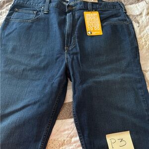 Carhartt Blue Relaxed Jeans with Zipper Fly and Contrasting Stitching